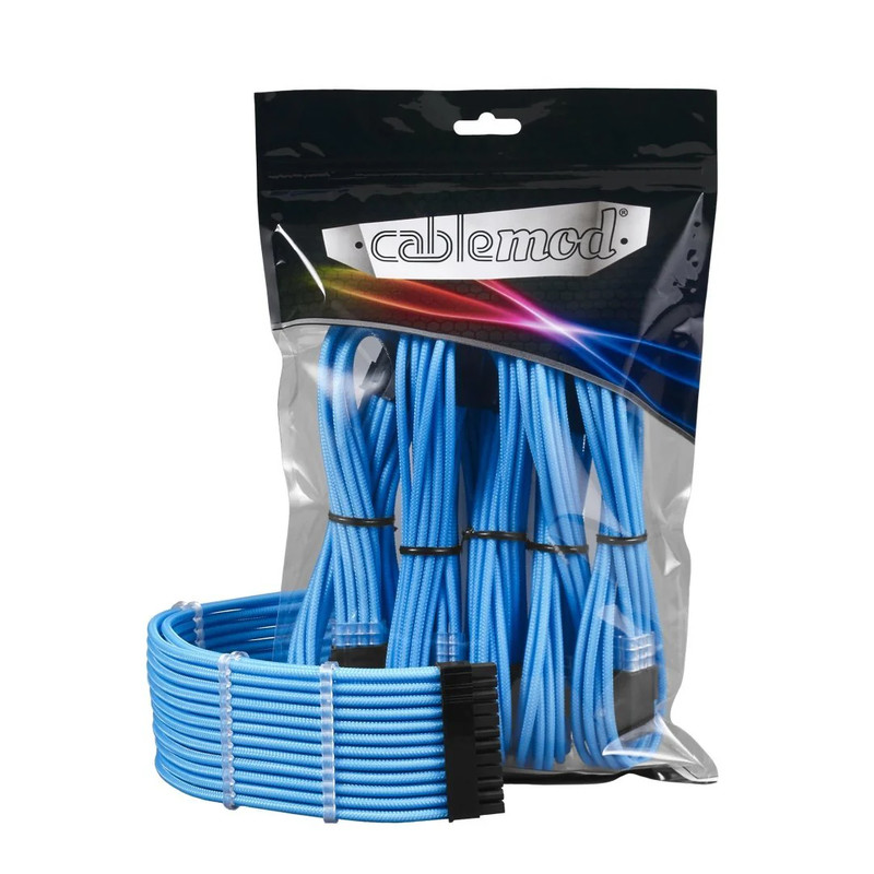 CableMod - ModMesh PRO Dual 8 pin PCI-E Sleeved Cable Extensions - Light Blue - كابل